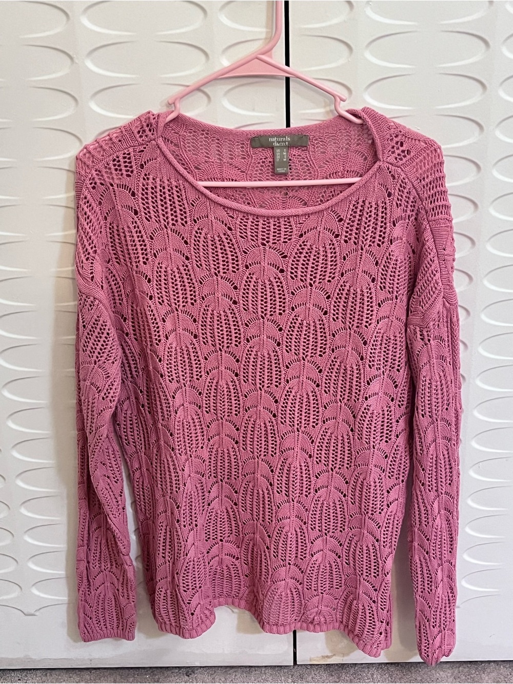 Naturals D&Co Women’s Small Pink Open-Knit Sweater